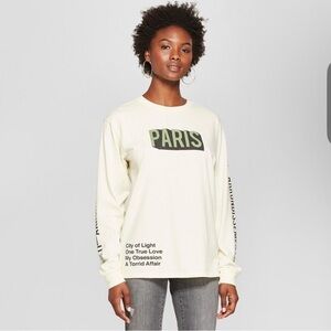 Mighty Fine Cream Long Sleeve Paris Graphic Tee